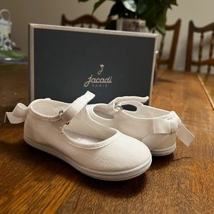 Jacadi Paris White Canvas Mary Janes (Size 23, Size 7)